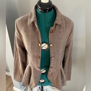 SHEIN Brown Herringbone Blazer